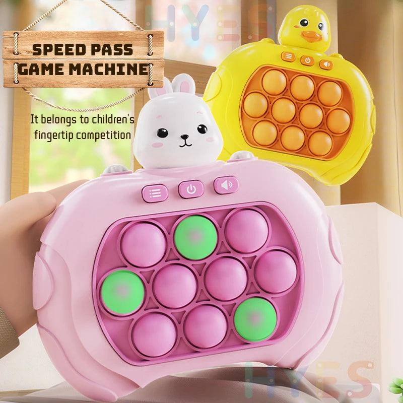 Electronic Quick Push Bubble Game Handle Toys Pop up Light Fidget Fun Puzzle Anti-Stress Game Machine Toy Gifts for Kids Adults