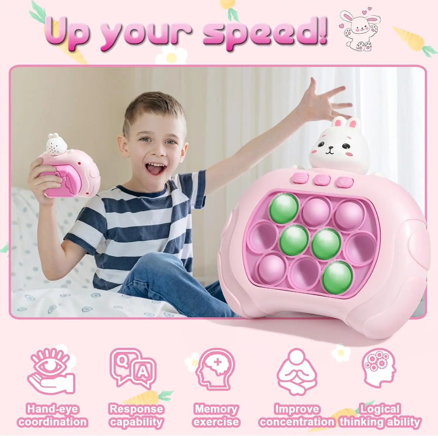 Electronic Quick Push Bubble Game Handle Toys Pop up Light Fidget Fun Puzzle Anti-Stress Game Machine Toy Gifts for Kids Adults
