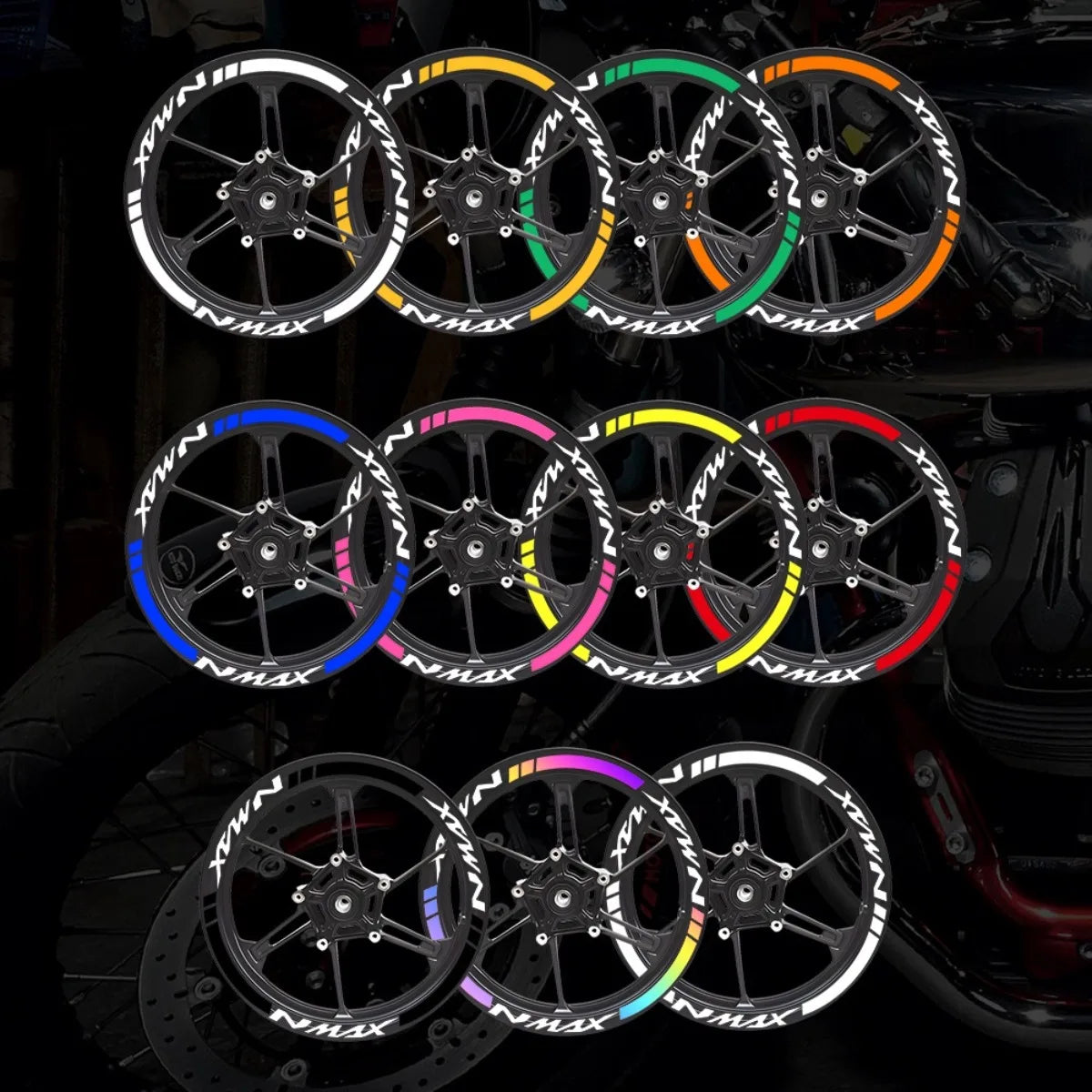 NMAX Motorcycle Wheel Hub Stickers Motor Bike Accessories Scooter Rim Strips Reflective Decal for Yamaha Nmax 125 155 160
