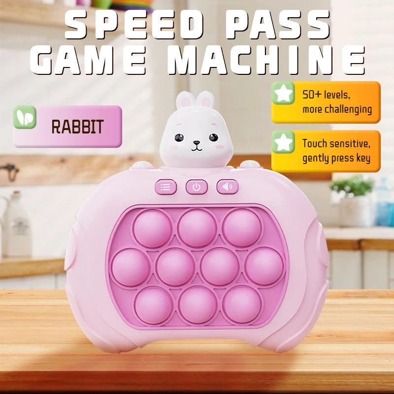 Electronic Quick Push Bubble Game Handle Toys Pop up Light Fidget Fun Puzzle Anti-Stress Game Machine Toy Gifts for Kids Adults