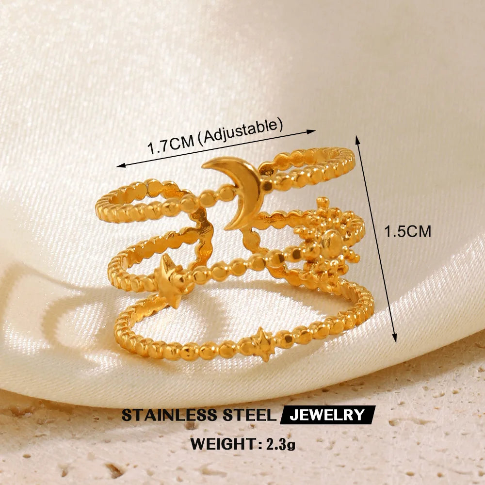 Gold Color Stainless Steel Heart Ring Women Metal Finger Hollow Ring Waterproof Jewelry Girlfriend Gift Bijoux Femme Anillos