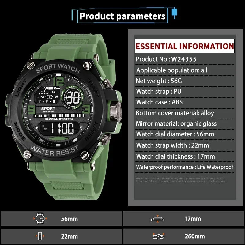 MAYZHISU Top Luxury Electronic Watch for Man Outdoor Men'S Sports Watches Stopwatch Waterproof Calendar Kids Digital Clock Gift