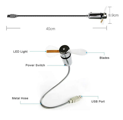 USB Clock Fan with Real Time Clock & Temperature Display Function Christmas Gift Night Light USB Gadgets for Laptop PC