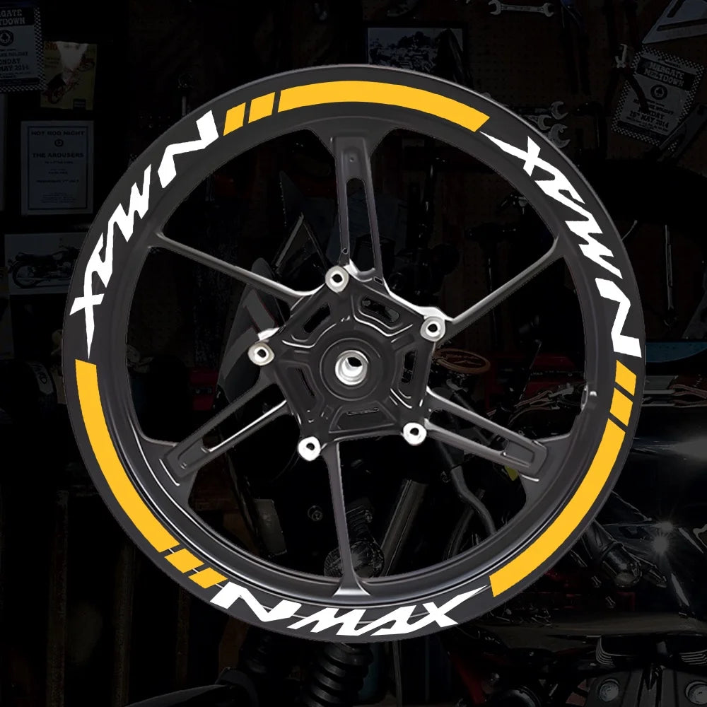 NMAX Motorcycle Wheel Hub Stickers Motor Bike Accessories Scooter Rim Strips Reflective Decal for Yamaha Nmax 125 155 160