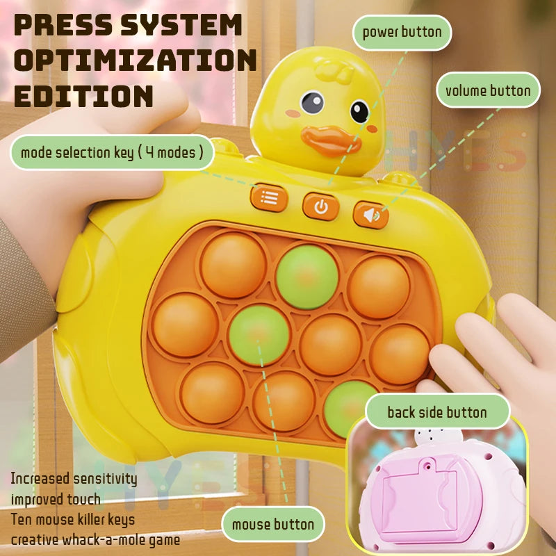Electronic Quick Push Bubble Game Handle Toys Pop up Light Fidget Fun Puzzle Anti-Stress Game Machine Toy Gifts for Kids Adults