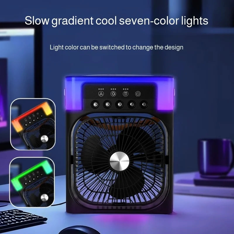 Portable Air Cooler Electric Humidifier Fan Air Supply Three Wind Speeds Rapid Cooling Five-Hole Humidifying Spray Fan with Ice