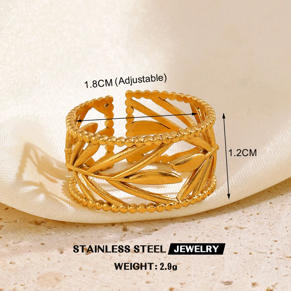 Gold Color Stainless Steel Heart Ring Women Metal Finger Hollow Ring Waterproof Jewelry Girlfriend Gift Bijoux Femme Anillos