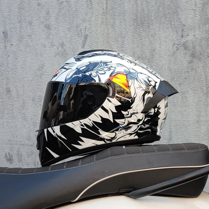 Motorcycle Helmet Cascos Para Motos with Built-In Sunshade Lens, Fully Covered Racing Helmet Casque Arai Repeat ODT
