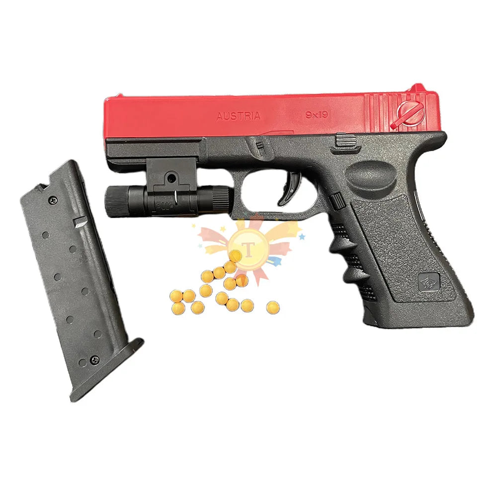 Manual G17 Toy Gun with Laser Soft Bullet Airsoft Pistol Outdoor Sports CS Game Weapon for Gift