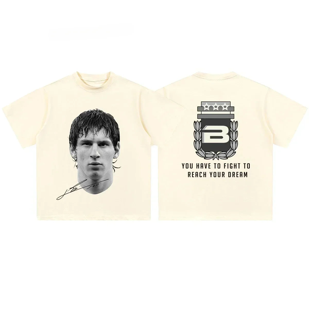 Cristiano Ronaldo Neymar Lionel Messi Football Superstar Portrait Printed Tee Men Women Loose Casual Short Sleeve Tshirt