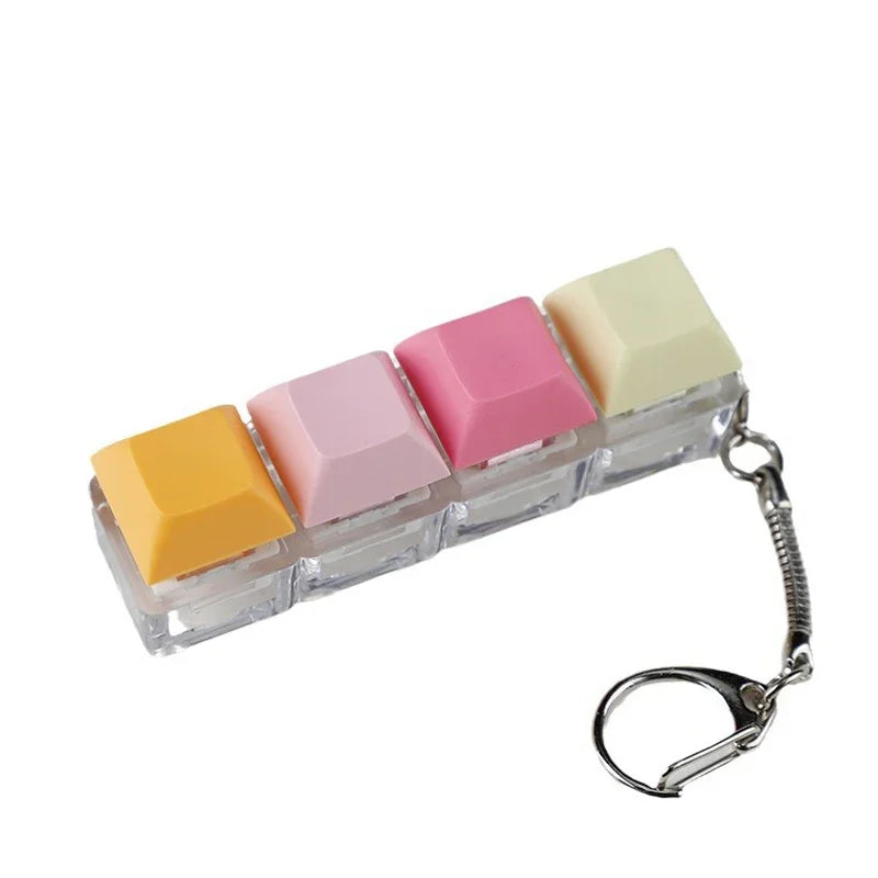 Keyboard Key Fidget Toy Colorful Keychain Keycap Stress Relief Toy for Children Adults Gifts Finger Button Anti-Stress Toys