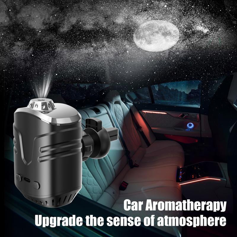 Starry Sky Car Projector with Air Freshener, 6 Fragrance Options, Auto On/Off Vent Clip Decorative Light with Diffuser, USB Charging LED Car Accessory, 5V, Rechargeable Lithium Polymer Battery, for Motor Vehicles Automotive
