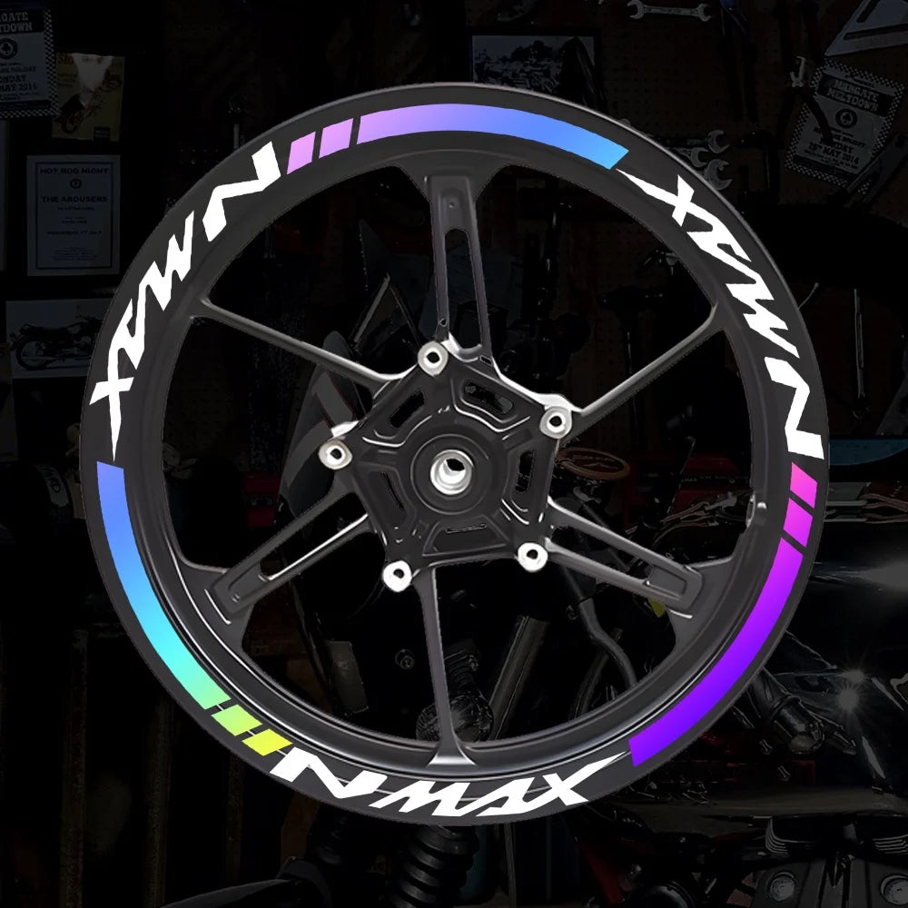 NMAX Motorcycle Wheel Hub Stickers Motor Bike Accessories Scooter Rim Strips Reflective Decal for Yamaha Nmax 125 155 160