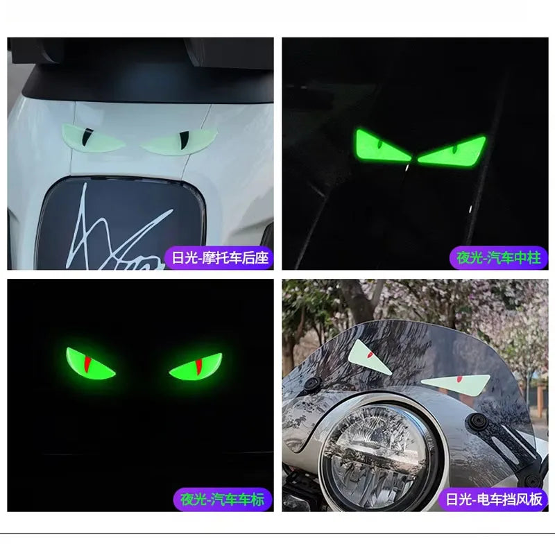 3D Luminous Vinyl Motorcycle Reflective Sticker Cute Eyes Scooter Windshield Decal Accessories for BMW Honda Yamaha Suzuki Vespa