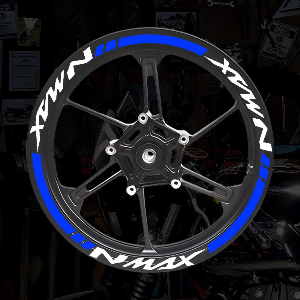 NMAX Motorcycle Wheel Hub Stickers Motor Bike Accessories Scooter Rim Strips Reflective Decal for Yamaha Nmax 125 155 160
