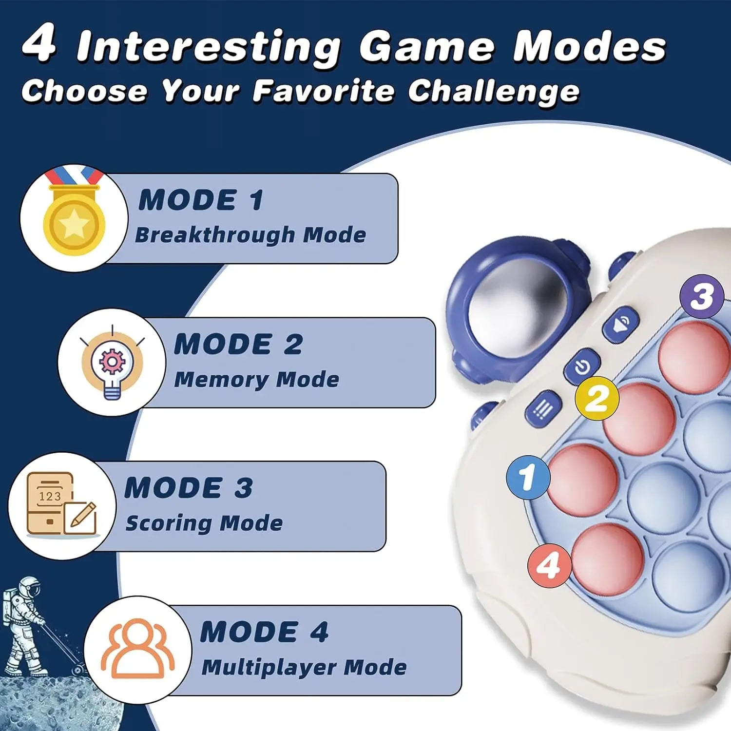 Electronic Quick Push Bubble Game Handle Toys Pop up Light Fidget Fun Puzzle Anti-Stress Game Machine Toy Gifts for Kids Adults