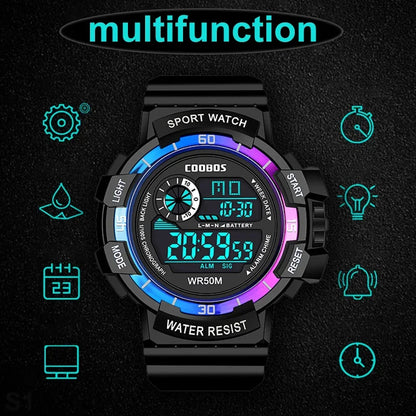 Fashion Sport LED Electronic Watches for Men Luxury Waterproof Luminous Military Watch Man Multifunction Colorful Digital Clock