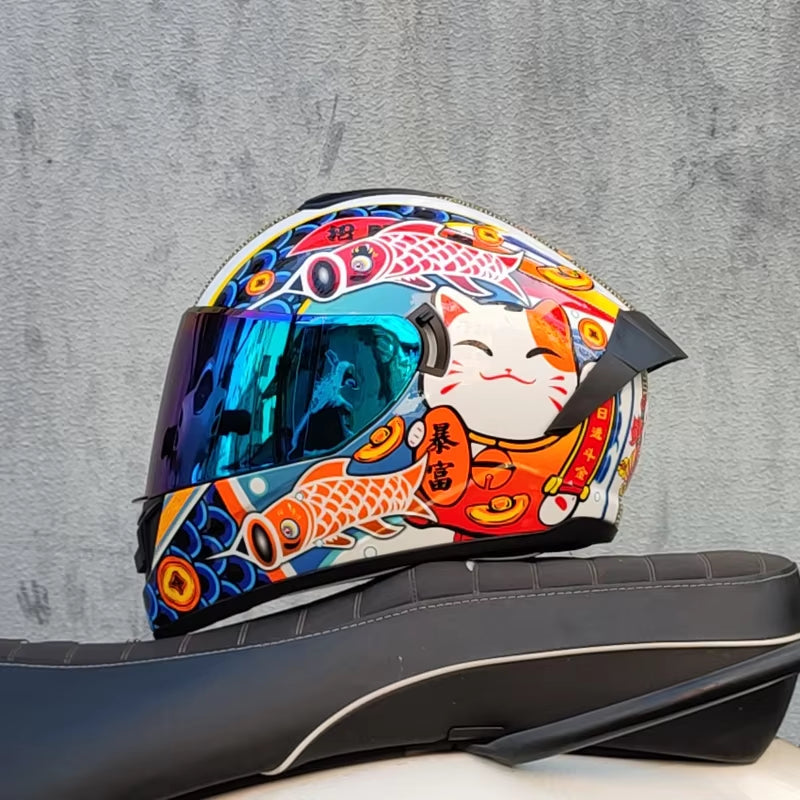Motorcycle Helmet Cascos Para Motos with Built-In Sunshade Lens, Fully Covered Racing Helmet Casque Arai Repeat ODT