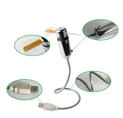 USB Clock Fan with Real Time Clock & Temperature Display Function Christmas Gift Night Light USB Gadgets for Laptop PC