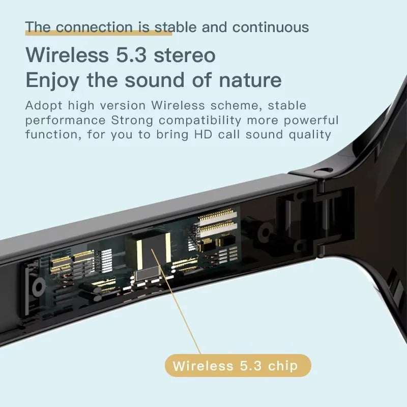 Smart Bluetooth V5.3 Sunglasses Glasses Call Outdoor Sports Headphones HIFI Black Technology Anti-Touch UV for Men and Women