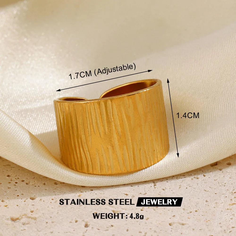 Gold Color Stainless Steel Heart Ring Women Metal Finger Hollow Ring Waterproof Jewelry Girlfriend Gift Bijoux Femme Anillos