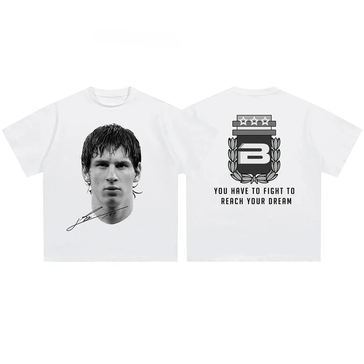 Cristiano Ronaldo Neymar Lionel Messi Football Superstar Portrait Printed Tee Men Women Loose Casual Short Sleeve Tshirt