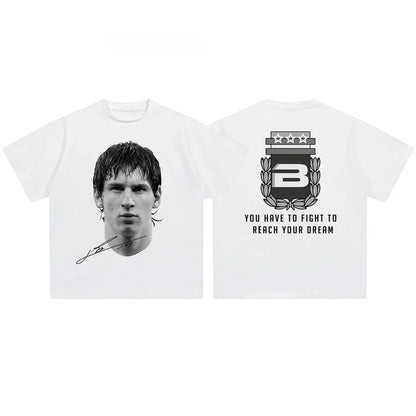 Cristiano Ronaldo Neymar Lionel Messi Football Superstar Portrait Printed Tee Men Women Loose Casual Short Sleeve Tshirt