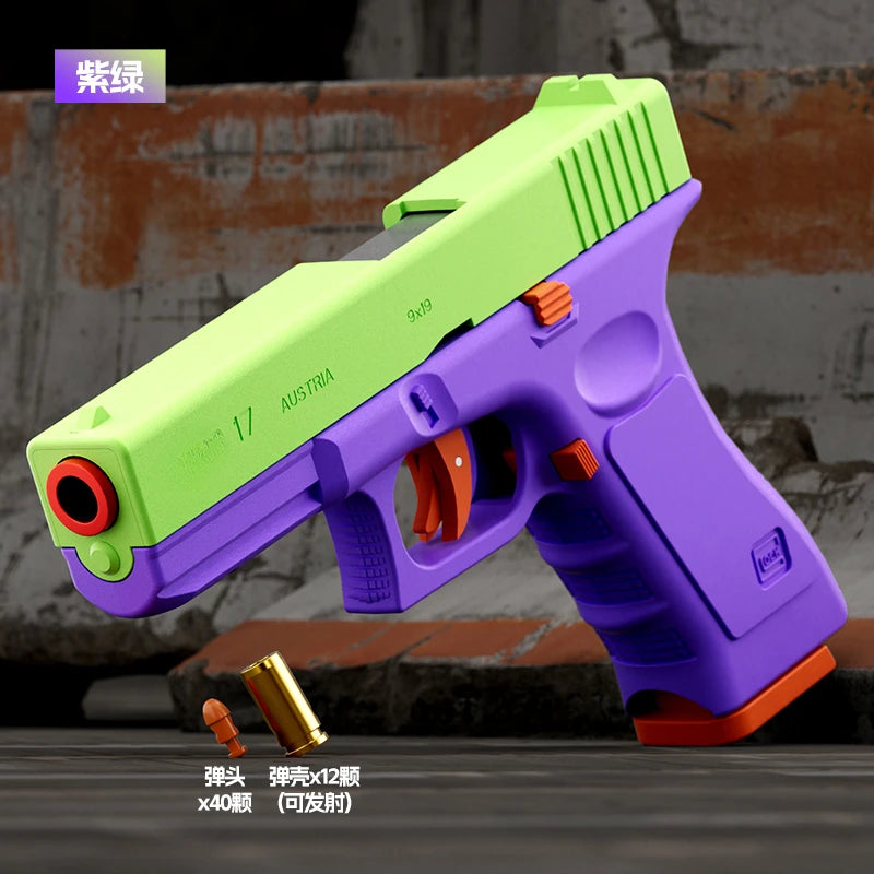 Dual-Mode Airsoft Soft Bullet Toy Gun Automatic Shell Ejection G17 Pistol Laser Version Radish Gun CS Shooting Weapons for Kids