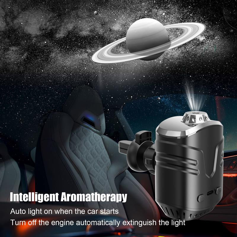 Starry Sky Car Projector with Air Freshener, 6 Fragrance Options, Auto On/Off Vent Clip Decorative Light with Diffuser, USB Charging LED Car Accessory, 5V, Rechargeable Lithium Polymer Battery, for Motor Vehicles Automotive