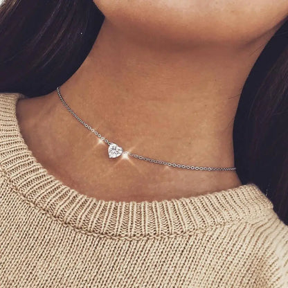 New Double Layer Necklace for Women Imitation Pearl Crystal Heart Pendant Chokers Necklaces Girls Gift Bohemia Cheap Jewelry