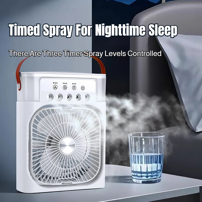 Portable Air Cooler Electric Humidifier Fan Air Supply Three Wind Speeds Rapid Cooling Five-Hole Humidifying Spray Fan with Ice