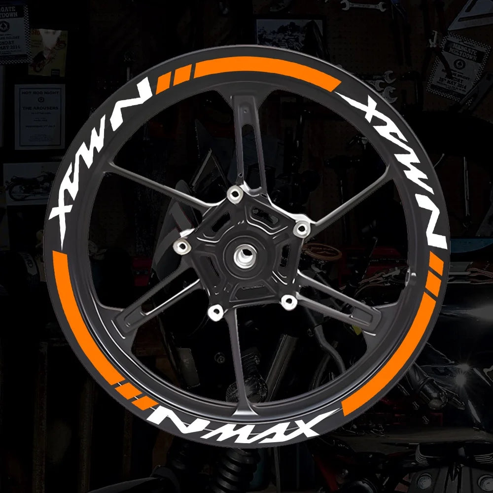 NMAX Motorcycle Wheel Hub Stickers Motor Bike Accessories Scooter Rim Strips Reflective Decal for Yamaha Nmax 125 155 160