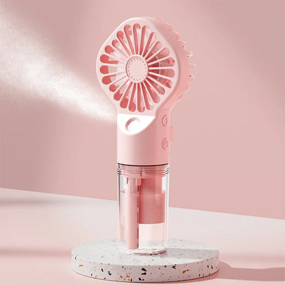 Portable Handheld Spray Fan Mini Humidifier Fan 4 Speeds Powerful Wind USB Rechargeable Water Spray Mist Fan Outdoor Small Fan