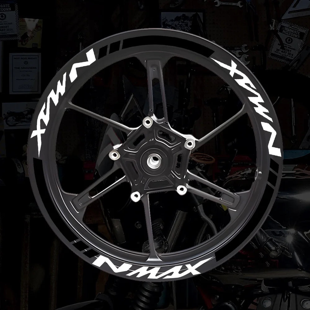 NMAX Motorcycle Wheel Hub Stickers Motor Bike Accessories Scooter Rim Strips Reflective Decal for Yamaha Nmax 125 155 160