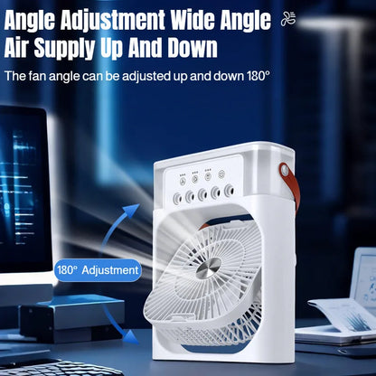 Portable Air Cooler Electric Humidifier Fan Air Supply Three Wind Speeds Rapid Cooling Five-Hole Humidifying Spray Fan with Ice