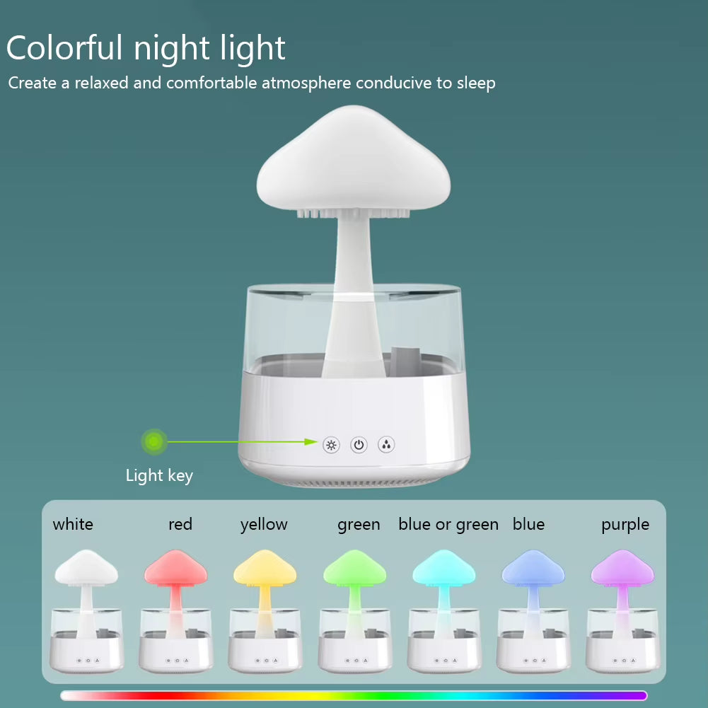 300Ml/450Ml Mushroom Air Humidifier Aroma Diffuser Rain Cloud Humidifier Relax Water Drops Sounds with 7 Colors LED Night Light