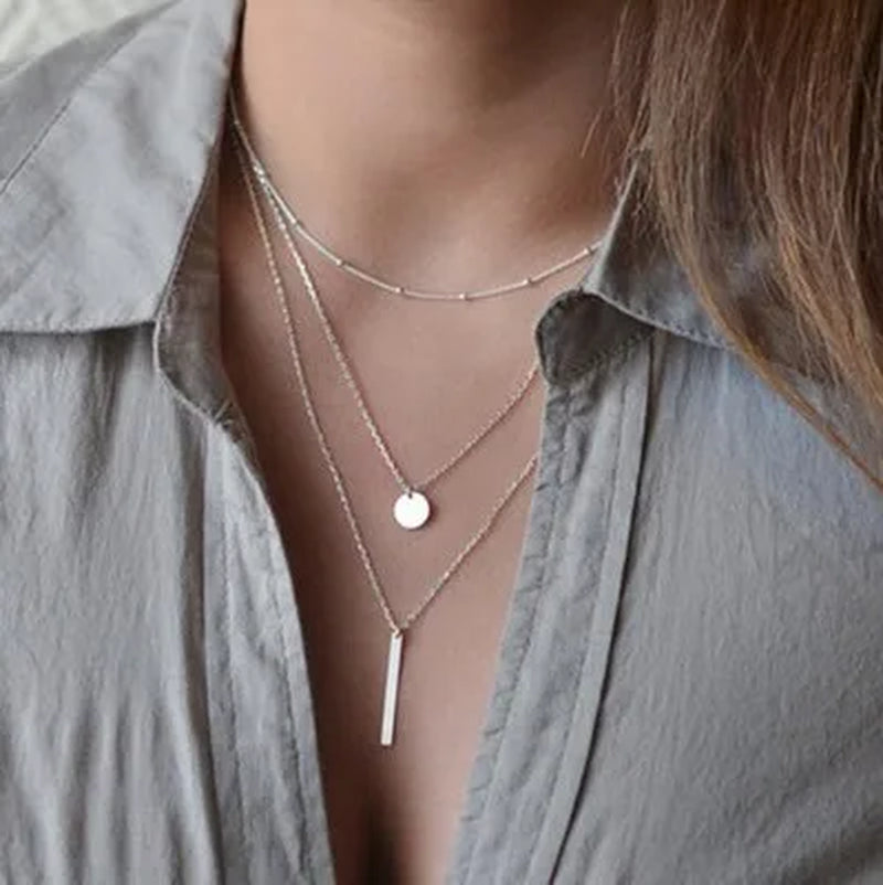 New Double Layer Necklace for Women Imitation Pearl Crystal Heart Pendant Chokers Necklaces Girls Gift Bohemia Cheap Jewelry