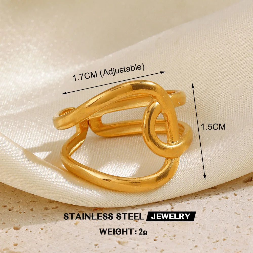 Gold Color Stainless Steel Heart Ring Women Metal Finger Hollow Ring Waterproof Jewelry Girlfriend Gift Bijoux Femme Anillos