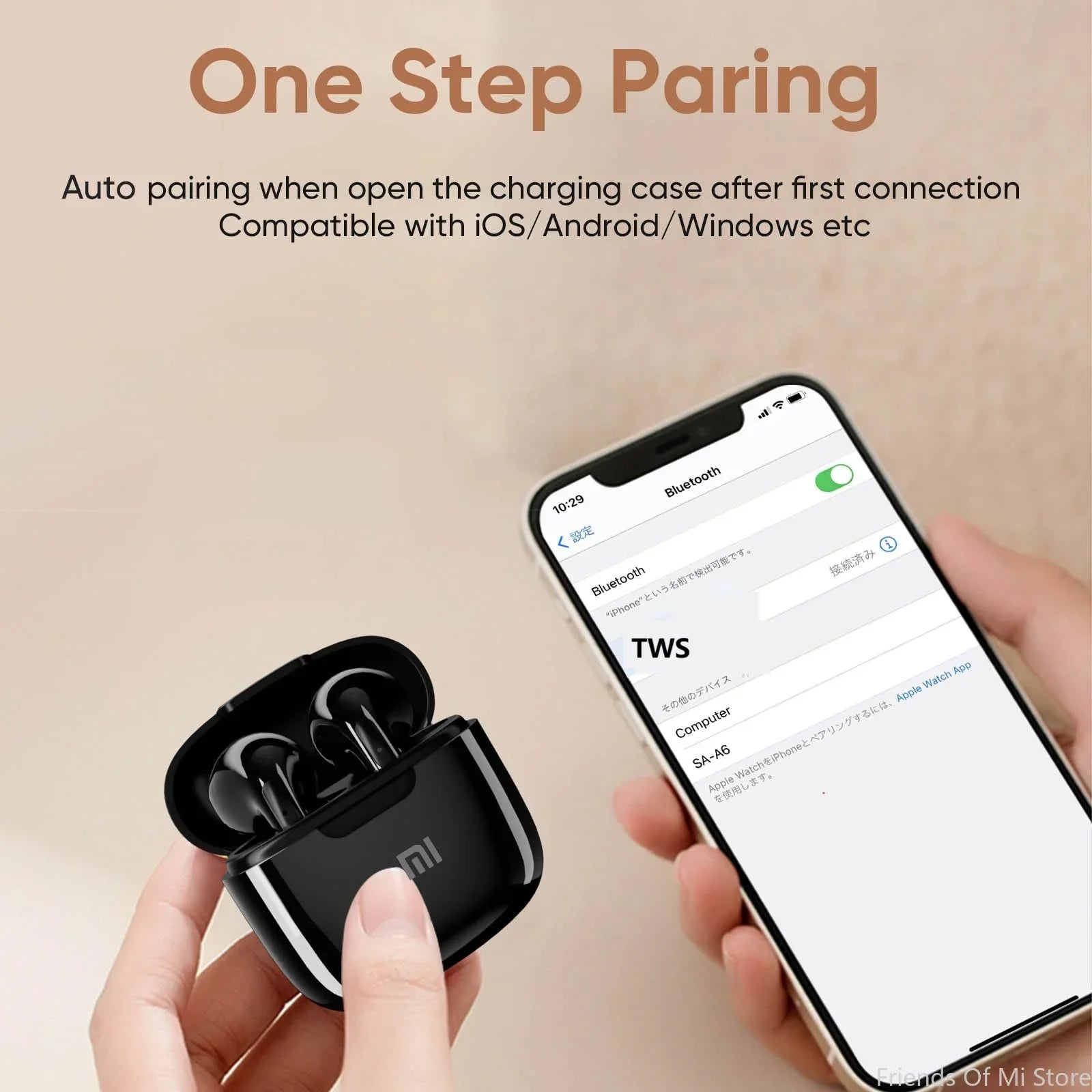 Xiaomi Wireless Bluetooth In-Ear Earbuds with 25 Hours Playtime Charging Case TWS Technology Built-In Noise Cancellation Mic