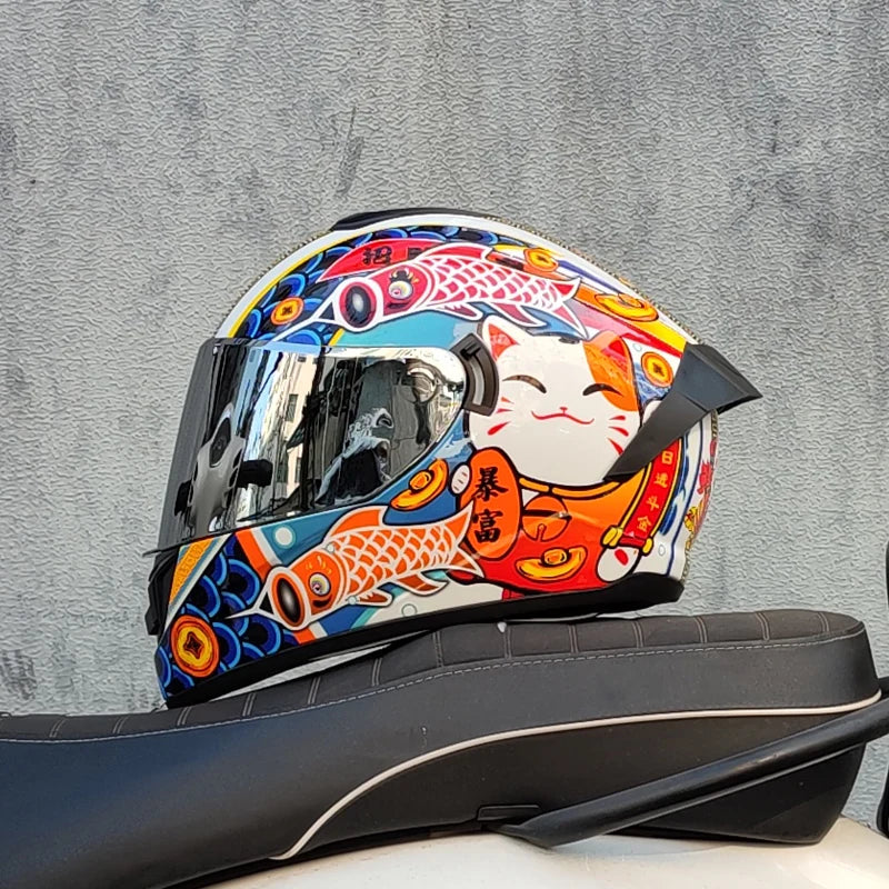 Motorcycle Helmet Cascos Para Motos with Built-In Sunshade Lens, Fully Covered Racing Helmet Casque Arai Repeat ODT