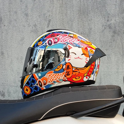 Motorcycle Helmet Cascos Para Motos with Built-In Sunshade Lens, Fully Covered Racing Helmet Casque Arai Repeat ODT