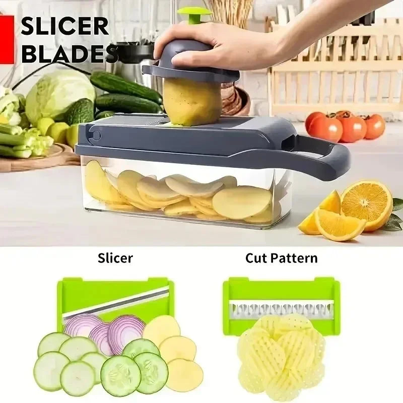 Kitchen Large Capacity Multifunctional Vegetable Slicer for Cutting Vegetables, Shredded Potatoes, and Slicing