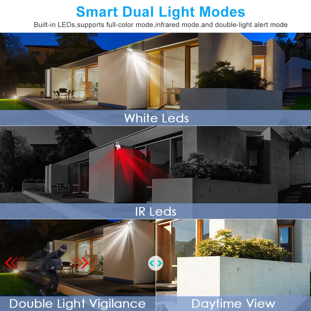 8MP Wifi IP Outdoor Wireless Security Surveillance PTZ Camera 4X Zoom Cameras AI Human Tracking Two-Way Audio HD Night Color Cam
