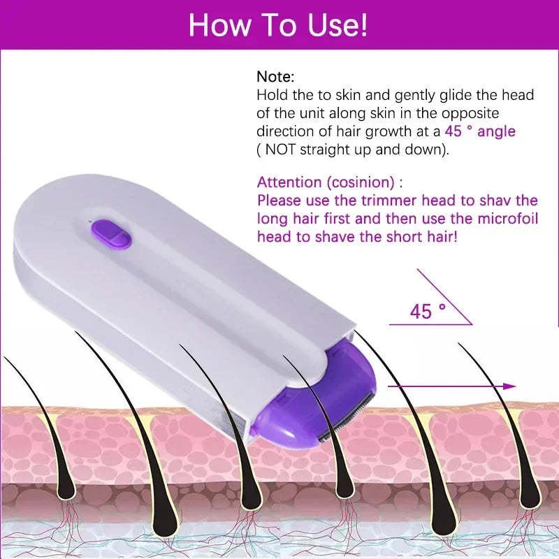 Painless Touch Hair Clipper for Women, Electric Shaver for Face, Leg, Bikini, Hand and Body, Used at Home