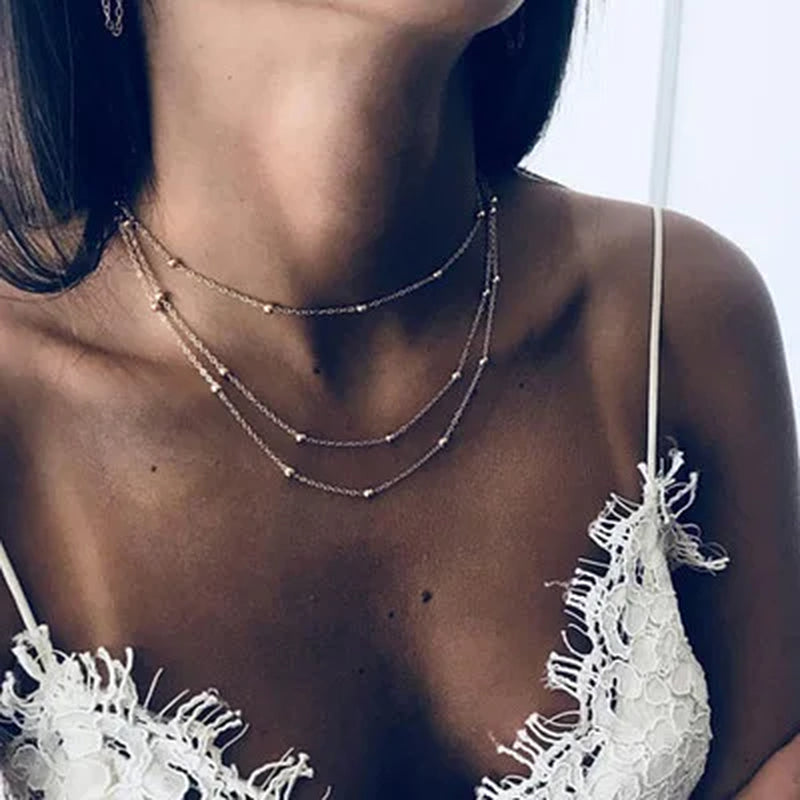 New Double Layer Necklace for Women Imitation Pearl Crystal Heart Pendant Chokers Necklaces Girls Gift Bohemia Cheap Jewelry