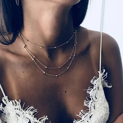 New Double Layer Necklace for Women Imitation Pearl Crystal Heart Pendant Chokers Necklaces Girls Gift Bohemia Cheap Jewelry