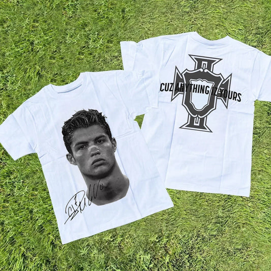 Cristiano Ronaldo Neymar Lionel Messi Football Superstar Portrait Printed Tee Men Women Loose Casual Short Sleeve Tshirt