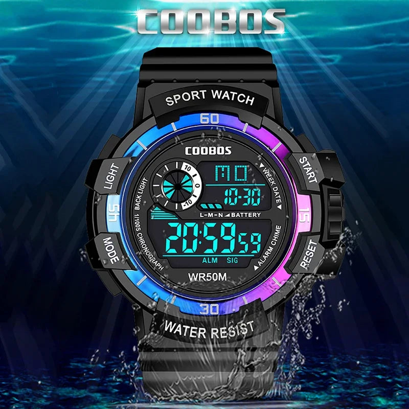 Fashion Sport LED Electronic Watches for Men Luxury Waterproof Luminous Military Watch Man Multifunction Colorful Digital Clock