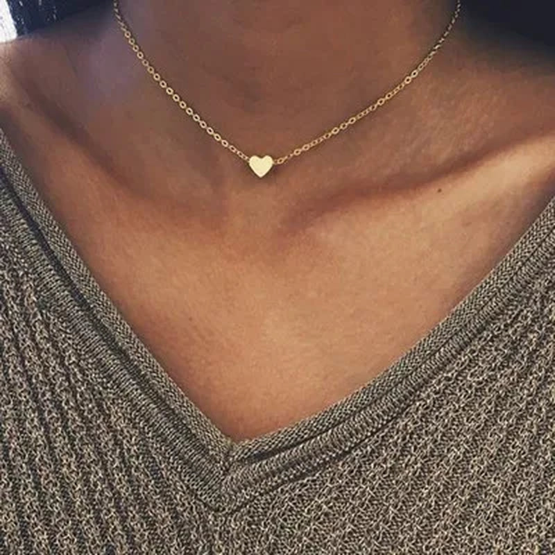 New Double Layer Necklace for Women Imitation Pearl Crystal Heart Pendant Chokers Necklaces Girls Gift Bohemia Cheap Jewelry