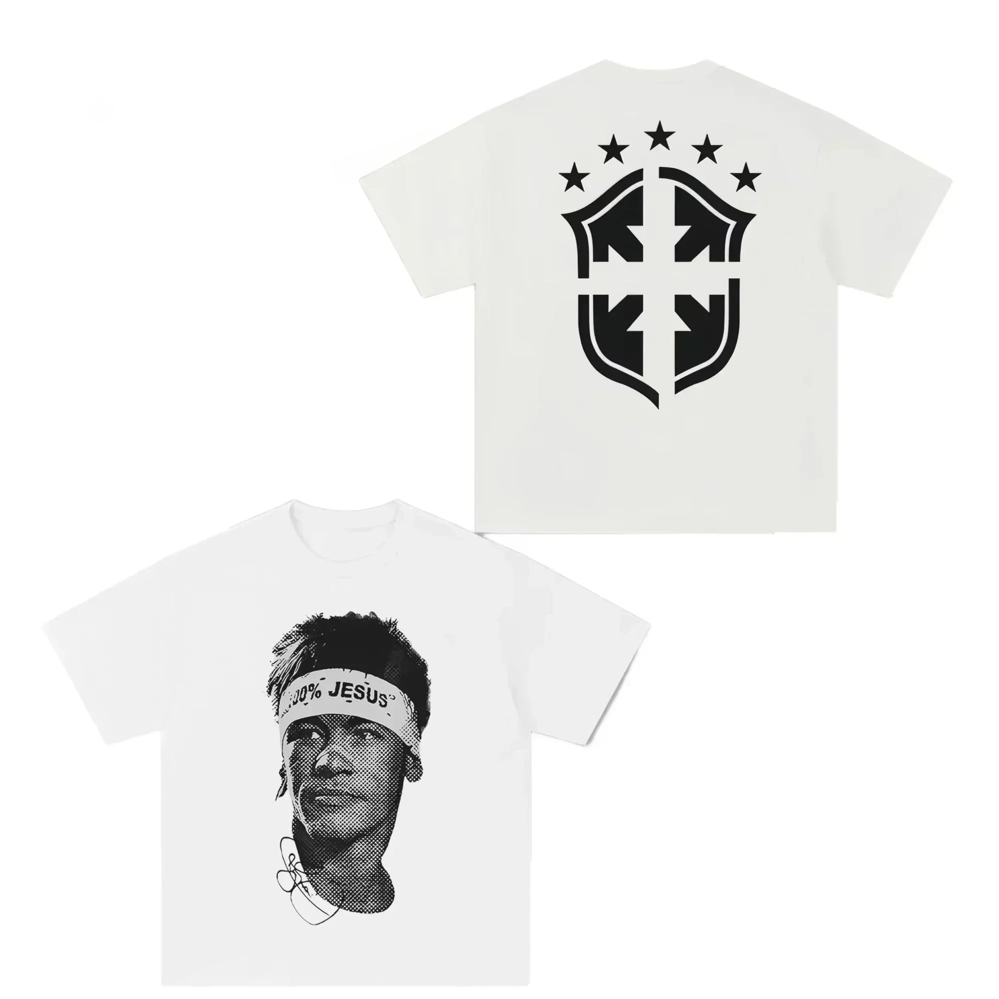 Cristiano Ronaldo Neymar Lionel Messi Football Superstar Portrait Printed Tee Men Women Loose Casual Short Sleeve Tshirt